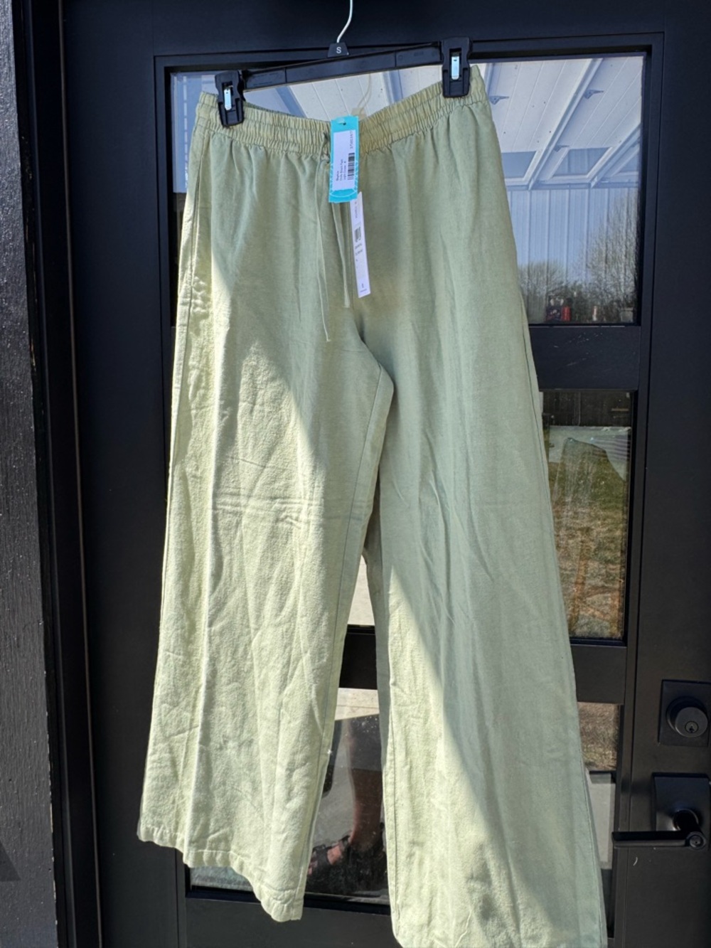 Rhythm. Light Olive Elastic-Waist Linen Pants